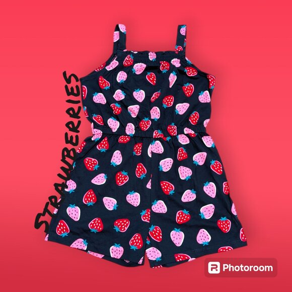 NWOT GIRLS ANKO ROMPER SUPER SOFT, COMFY AND ATTRACTIVE STRAWBERRIES PRINTS - Picture 1 of 2